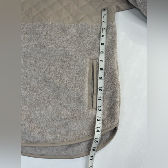 Abercrombie & Fitch *Taupe Asymmetrical Faux Quilted Leather Fleece Pullover XS - Picture 5 of 12